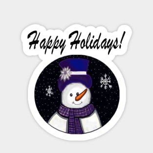 Blue Snowman Happy Holidays Sticker